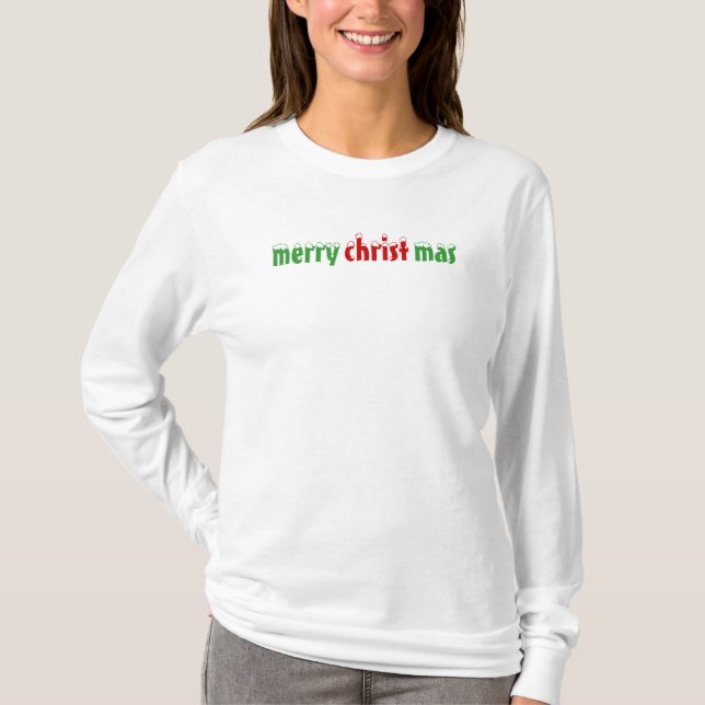 Camiseta feliz, cristo, mas (Frente)