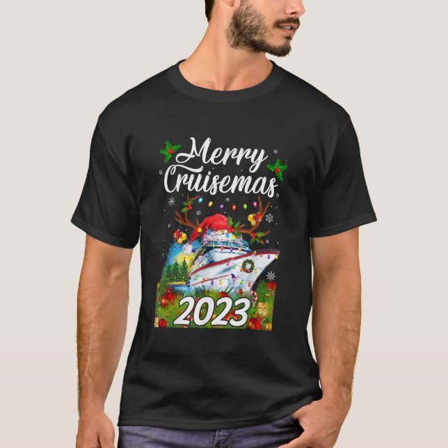 Camiseta Feliz Cruisemas 2023 Navio de Cruzeiro da Família  (Frente)