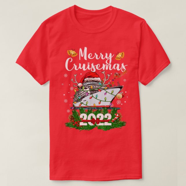 Camiseta Feliz Cruisemas Família Cruise Natal 2022 Engraçad (Frente do Design)
