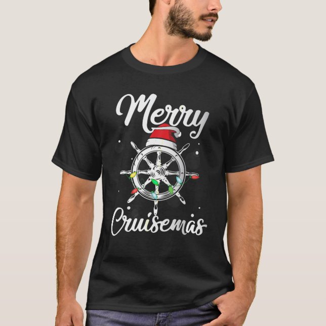 Camiseta Feliz Cruisemas Família Cruzeiro de Natal Barco En (Frente)