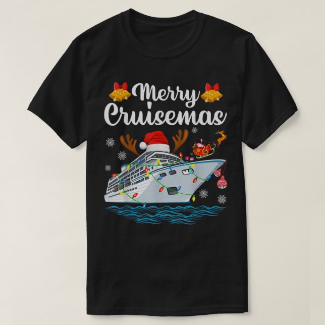 Camiseta Feliz Cruisemas Família Cruzeiro Natal Engraçado S (Frente do Design)