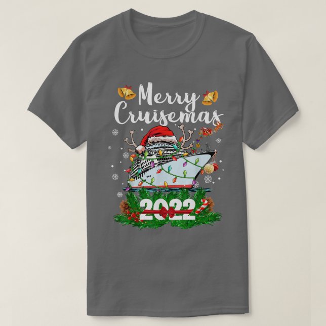 Camiseta Feliz Cruisemas Funny Cruise Ship Family Natal (Frente do Design)