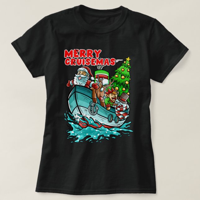 Camiseta Feliz Cruisemas Navio Cruzeiro Santa Claus Natal (Frente do Design)