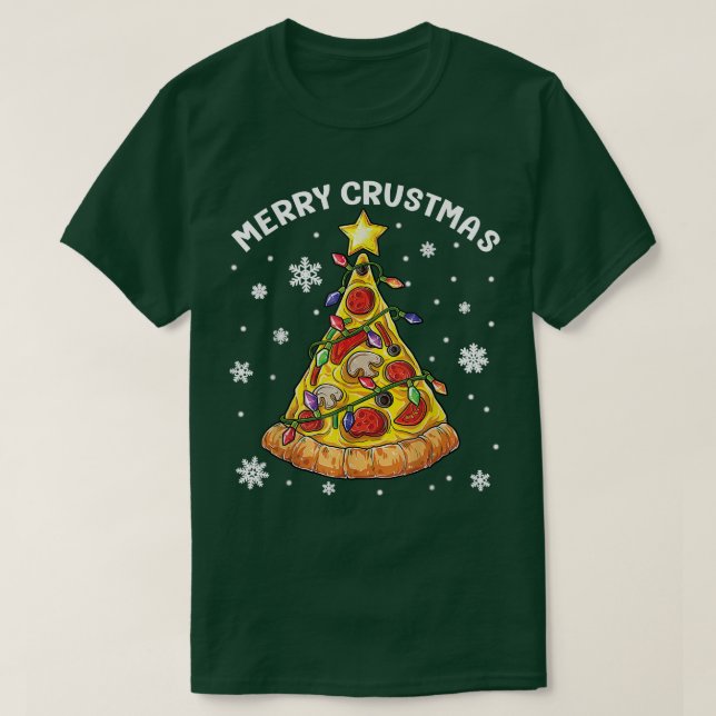 Camiseta Feliz Crustmas Pizza Árvore de Natal Pizza Lover X (Frente do Design)