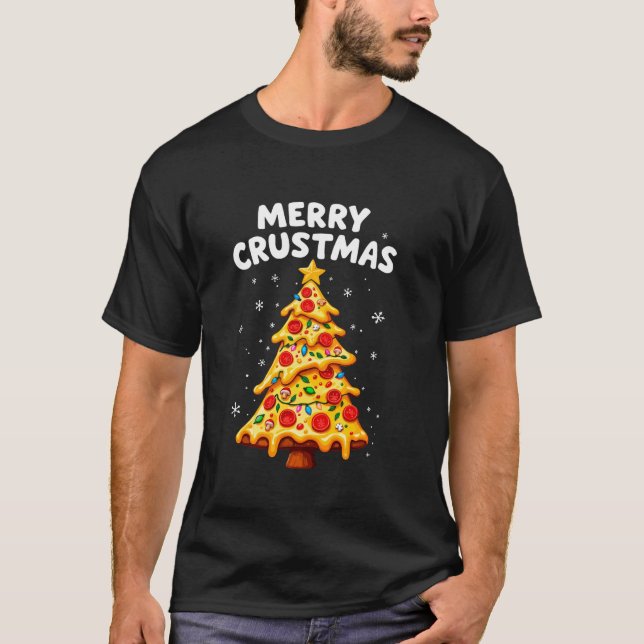 Camiseta Feliz Crustmas Pizza Árvore de Natal Xmas Pizza Lo (Frente)