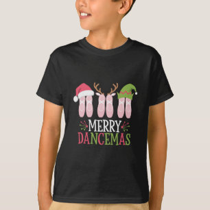Camiseta Feliz Dancemas Calçados de Balé de Natal Dançando
