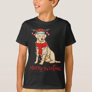 Camiseta Feliz das Luzes de Férias do Cachorro Amarelo Nata