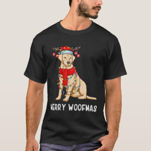 Camiseta Feliz das Luzes de Férias do Cachorro Amarelo Nata