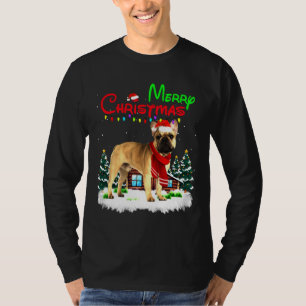 Camiseta Feliz das Luzes de Natal do Buldogue Francês