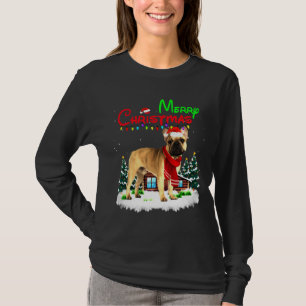 Camiseta Feliz das Luzes de Natal do Buldogue Francês
