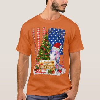 Camiseta Feliz de Bandeira Americana da Árvore do Unicorn S