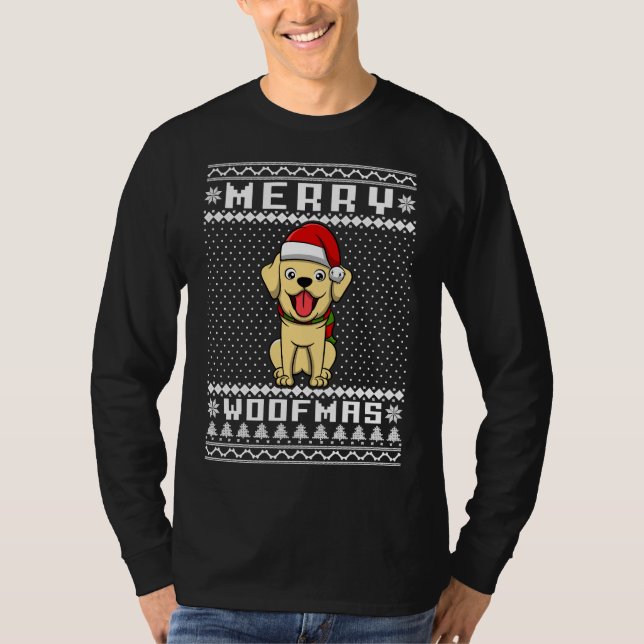 Camiseta Feliz de Cachorro ouro Natal (Frente)