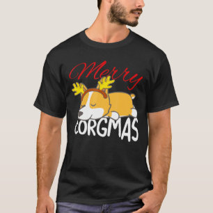 Camiseta Feliz de Cães Corgi Natal