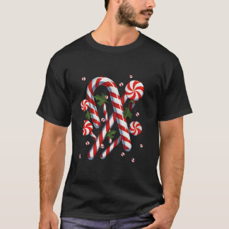 Camiseta Feliz De Canas E Doces Vermelhos E Brancos Brilhan