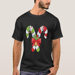 Camiseta Feliz de Candy Cane e Luzes de Natal Brilhantes Lo