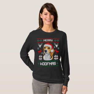 Camiseta Feliz de Cão de Beagle Woofmas Natal
