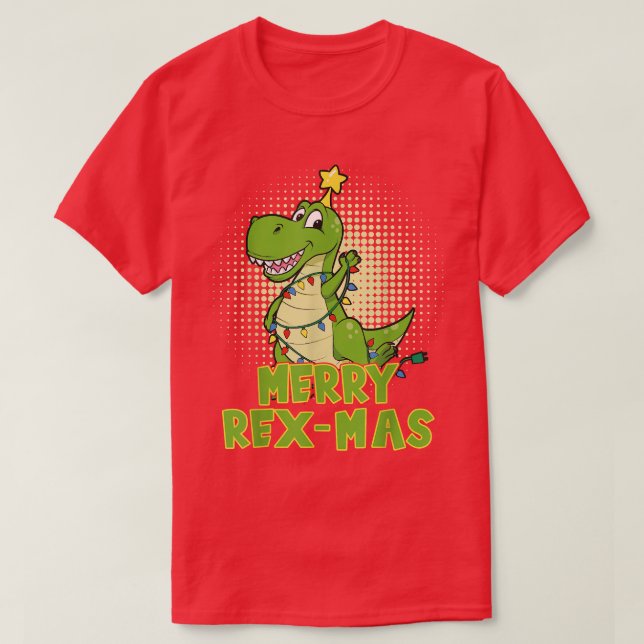 Camiseta Feliz De Dinossauro De Natal ReMas Pajamas T Re Bo (Frente do Design)