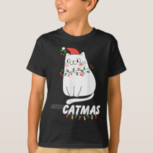 Camiseta Feliz de Gato Bonito Catmas Natal Papais noeis de