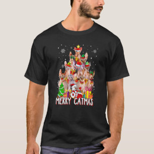 Camiseta Feliz de Gato de Esfinge Bonito Catmas Árvore de N