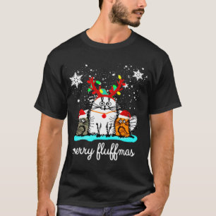 Camiseta Feliz de gatos Fluffmas engraçado natal