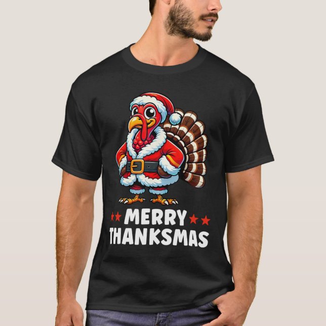 Camiseta Feliz de Graças à Turquia - Ação de Graças Engraça (Frente)
