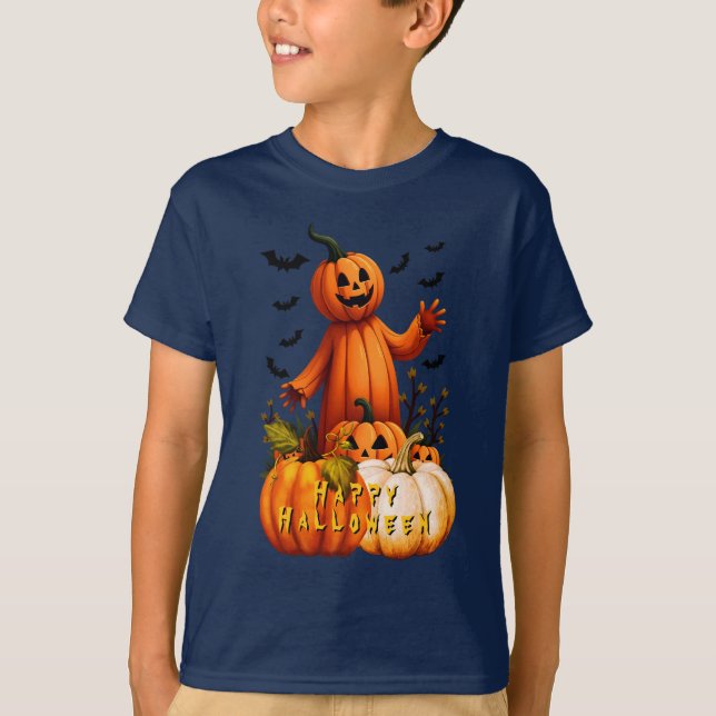 Camiseta Feliz de Halloween do Pumpkin Man (Frente)