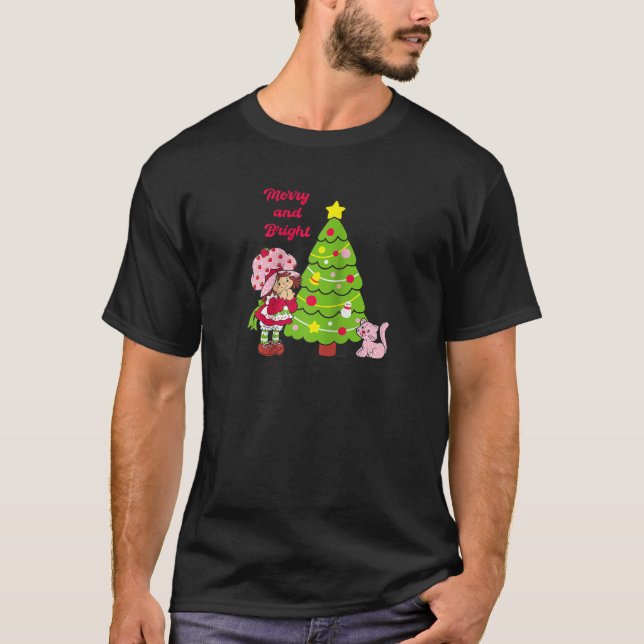 Camiseta Feliz De Morango Amortecida E Natal Brilhante Tr (Frente)