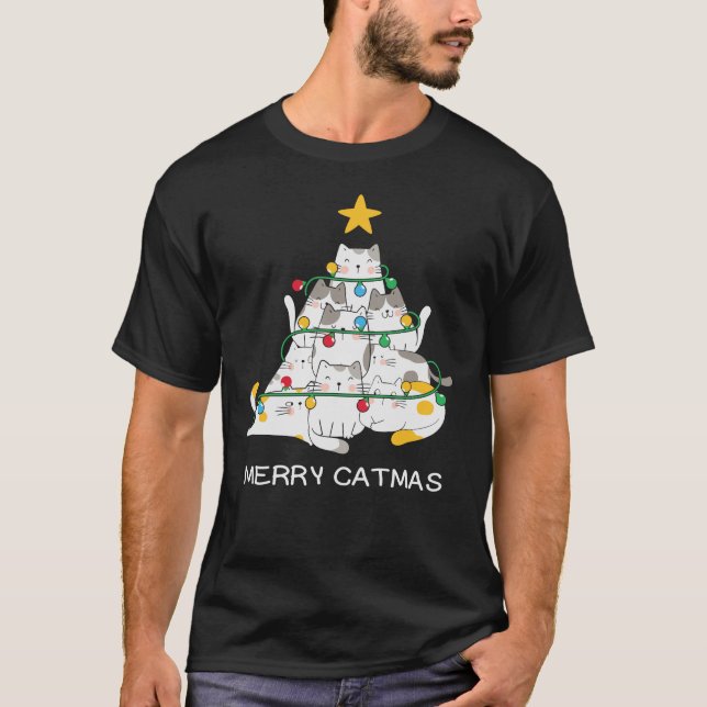 Camiseta Feliz de Natal de Gato Catmas Feliz Natal (Frente)