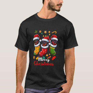 Camiseta Feliz de Natal do Doberman Santa Claus Stocks