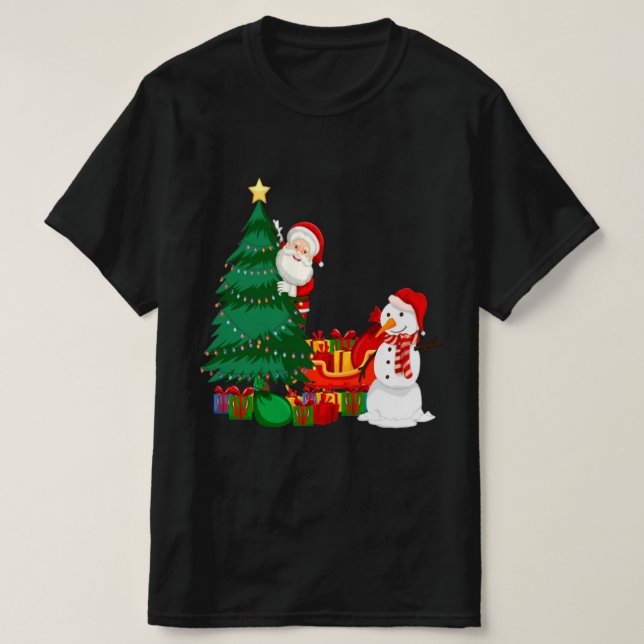 Camiseta Feliz de Natal e Luzes de Natal Brilhantes (Frente do Design)