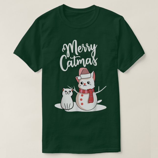 Camiseta Feliz de Natal engraçada Gato de Natal Gato de Nev (Frente do Design)
