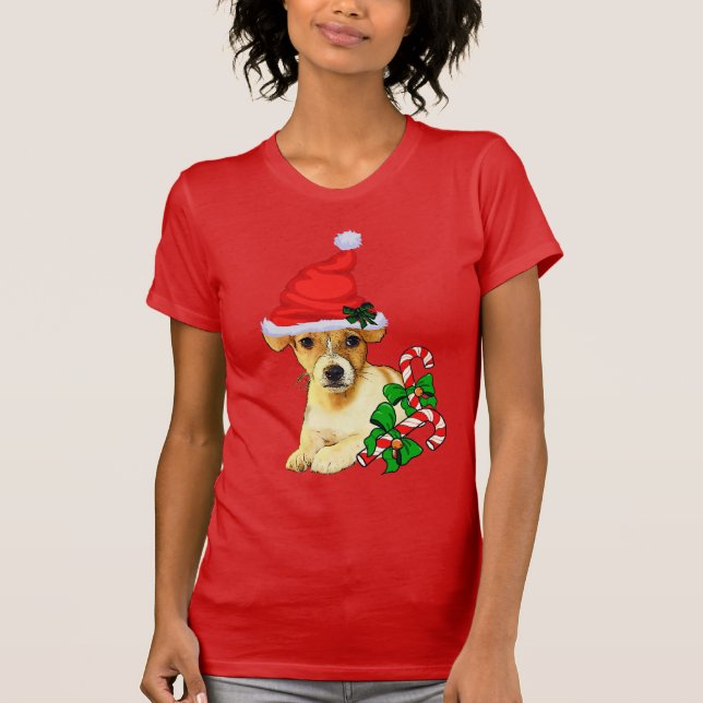 Camiseta Feliz de Natal Jack Russell Terrier (Frente)