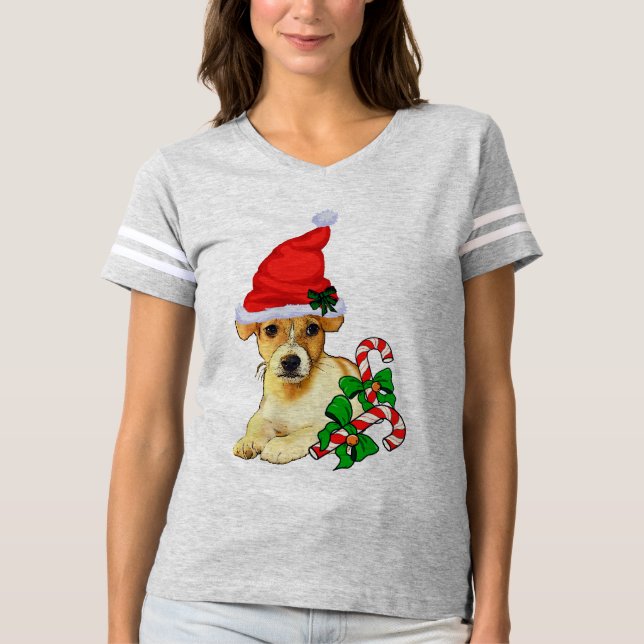 Camiseta Feliz de Natal Jack Russell Terrier (Frente)