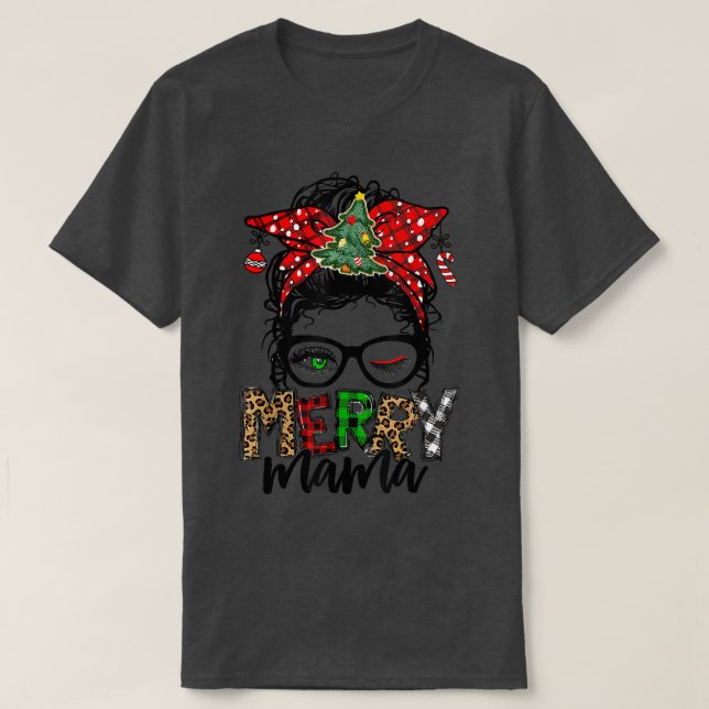 Camiseta Feliz de Natal Mamãe Vida Engraçada Festa de Natal (Frente do Design)