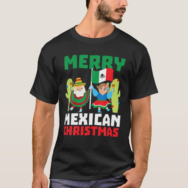 Camiseta Feliz de Natal Mexicano Engraçado México Natal Gif (Frente)