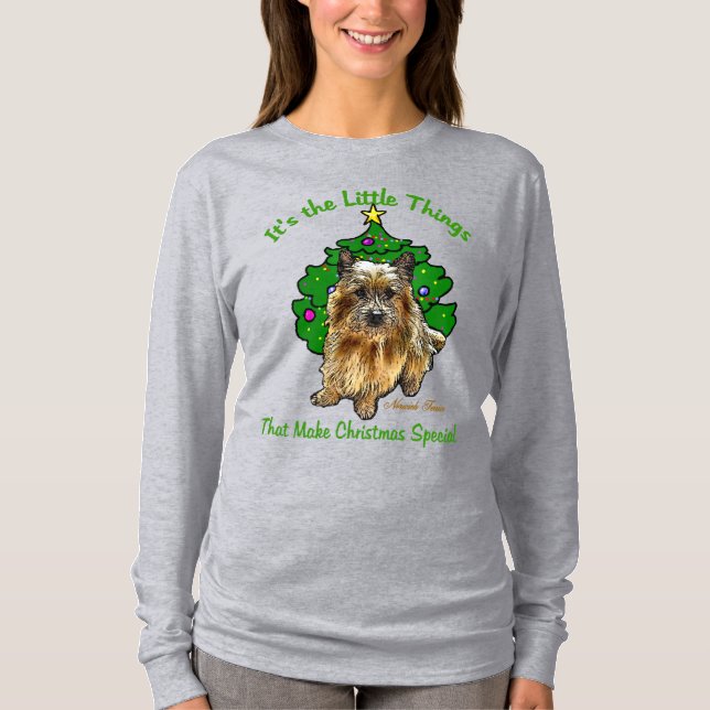 Camiseta Feliz de Natal Norwich Terrier (Frente)