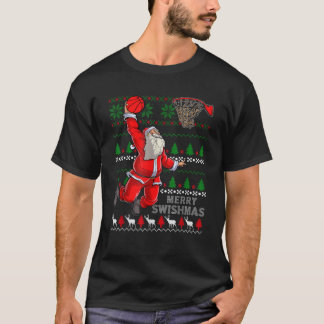 Camiseta Feliz de natal Papai noel de natal de basquetebol