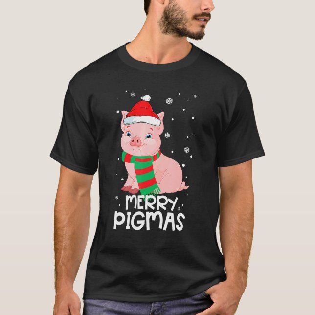 Camiseta Feliz De Natal Pigmas Engraçado Xmas Pajama Para P (Frente)
