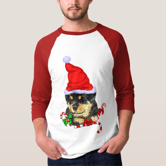 Camiseta Feliz de Natal Rottweiler (Frente)