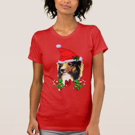 Camiseta Feliz de Natal Shetland Sheepdog