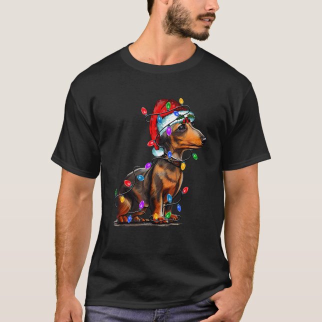 Camiseta Feliz de Papai Noel Bela  de Dachshund (Frente)