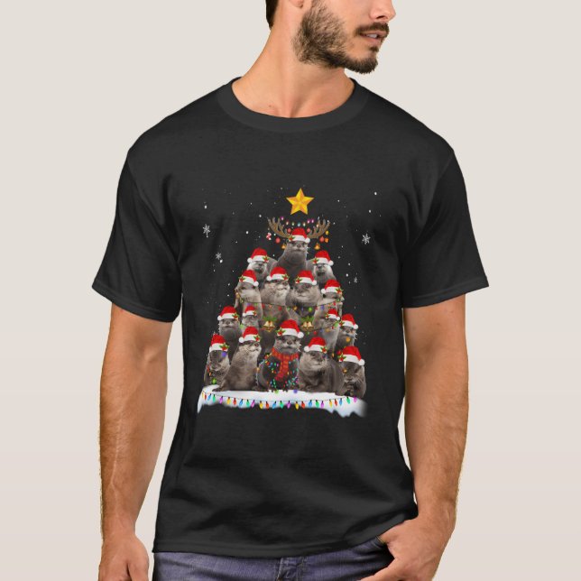 Camiseta Feliz de Papais noeis de porta de árvore externa (Frente)