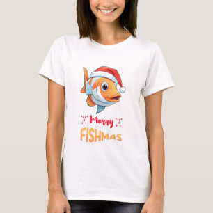 Camiseta Feliz de peixes, Papais noeis do mar do pinto de p