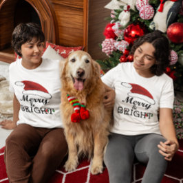 Camiseta Feliz de Santa Hat e Natal Brilhante