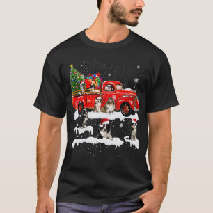 Camiseta Feliz de Xmas do Caminhão Vermelho Ancorando Coll