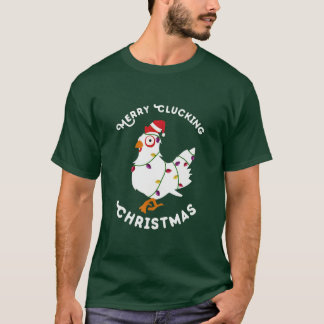 Camiseta Feliz Dependendo Véspera de Natal Pajama Frango En