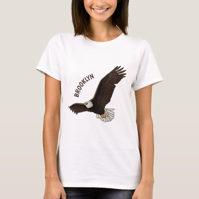 Camiseta Feliz desenho animado de águia-calva voadora (Frente)
