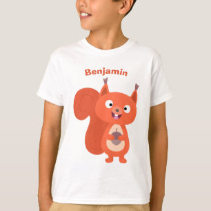 Camiseta Feliz desenho animado de esquilo vermelho