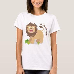 Camiseta Feliz desenho animado de leão