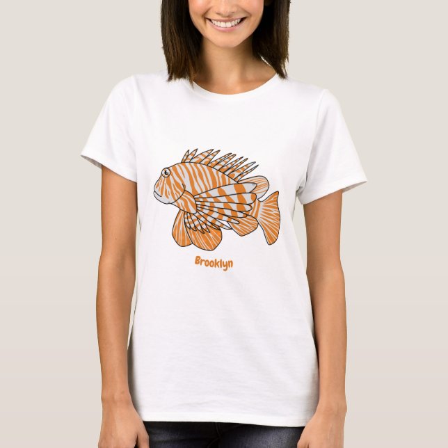 Camiseta Feliz desenho animado de lionfish (Frente)